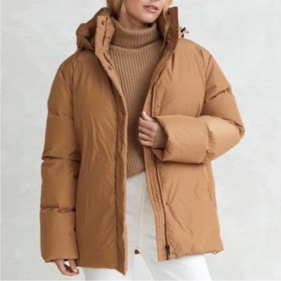 Jenni Kayne Womens XS Dark Khaki Puffer Jacket Feather Down Removable Hood - Picture 2 of 12